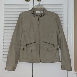 Chico’s Tan Women’s Zipper Denim Jacket